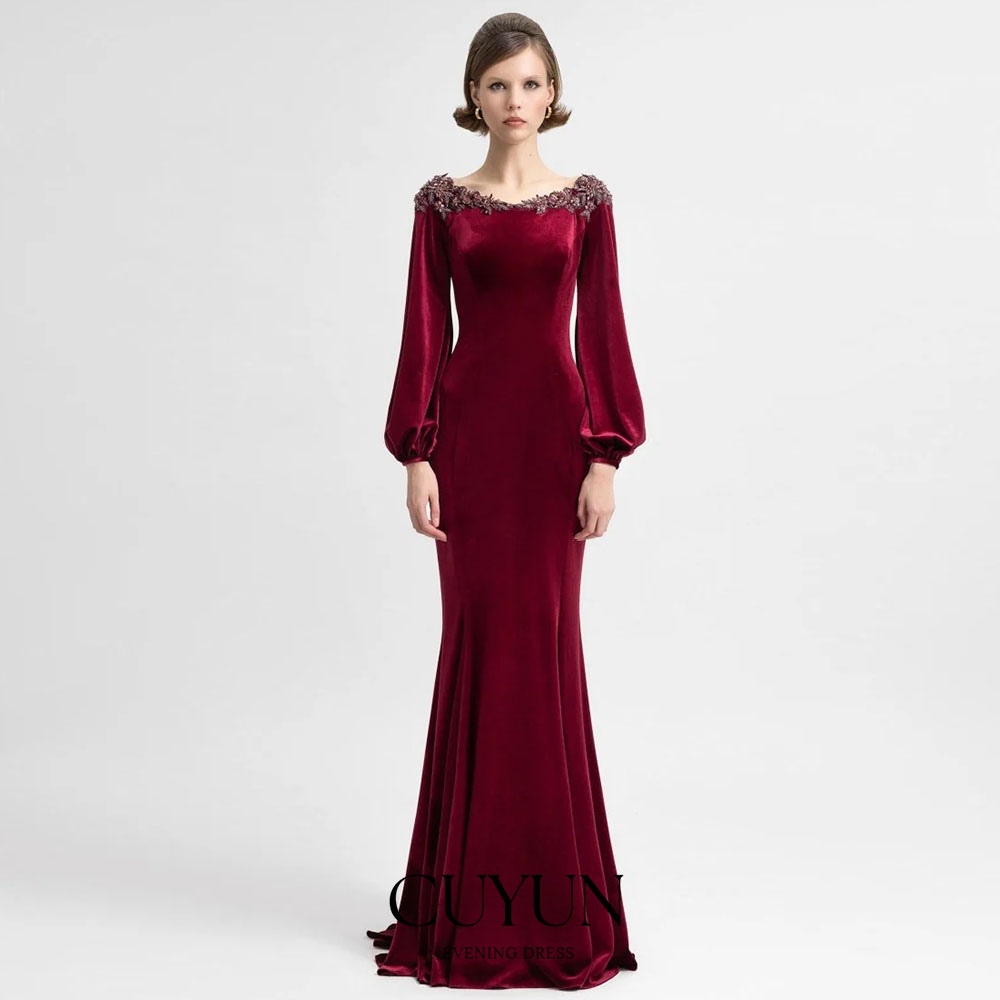 Women'S Semi Formal Evening Wear - CUYUN Abito da sera bordeaux semi-sirena