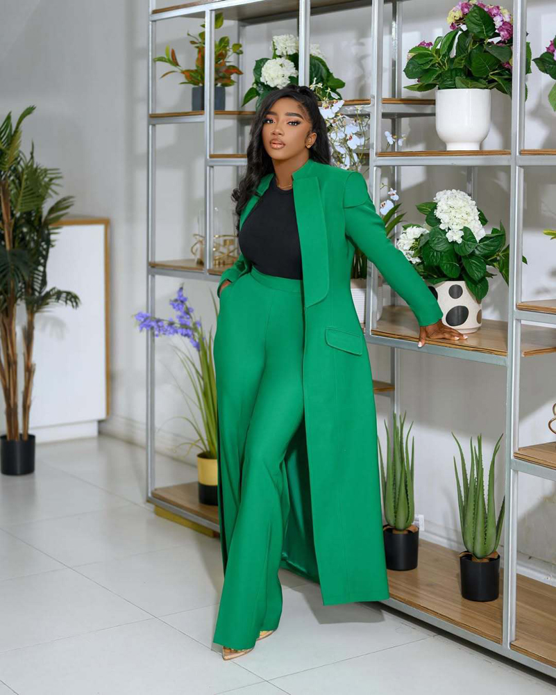 Women Formal Wear Set - Streetwear Fashion X-Long Blazer Cappotto e