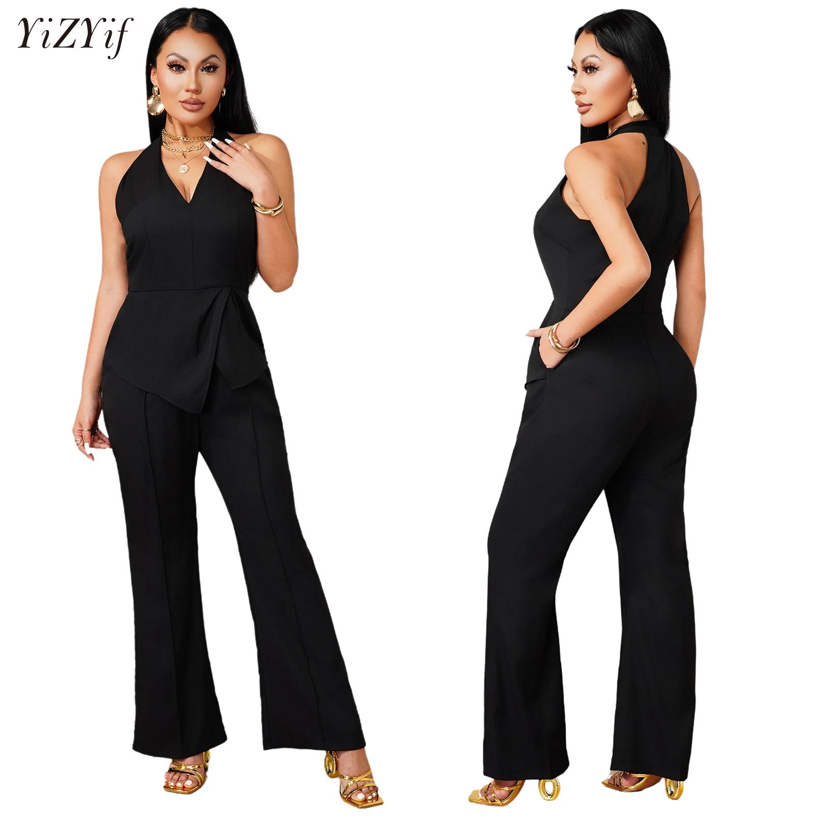 Women Formal Wear Pants - Tuta Senza Maniche con Scollo a